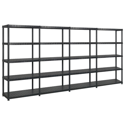 Opbergrek 5-Laags 366X45,7X85 Cm Kunststof Zwart 366 x 45.7 x 185 cm