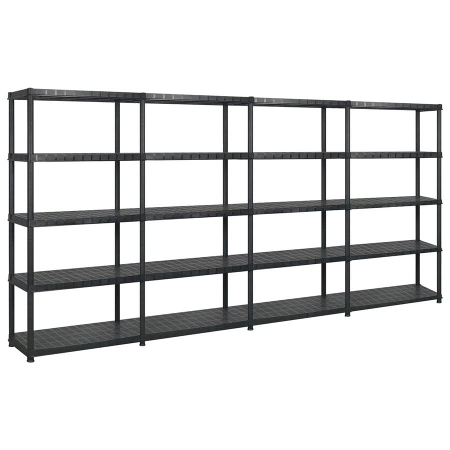 Opbergrek 5-Laags 366X45,7X85 Cm Kunststof Zwart 366 x 45.7 x 185 cm