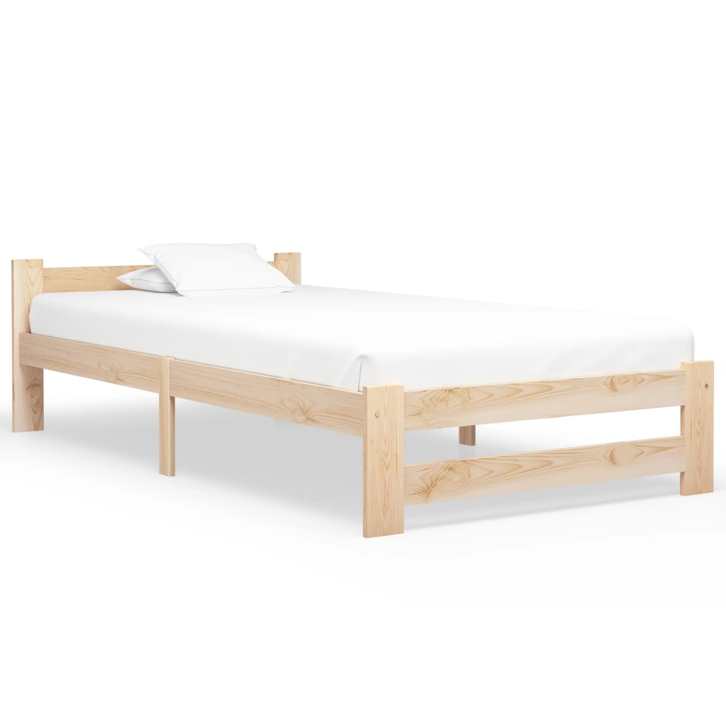 Bedframe massief grenenhout 90x200 cm 90 x 200 cm Lichtbruin