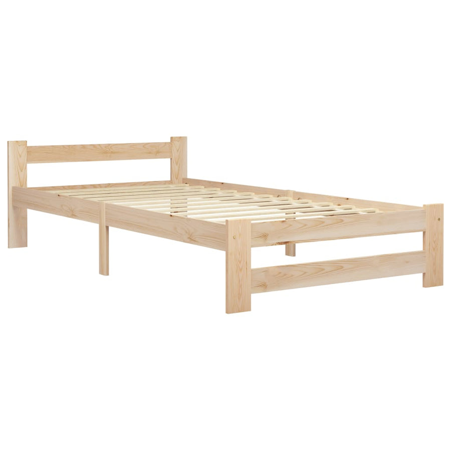 Bedframe massief grenenhout 90x200 cm 90 x 200 cm Lichtbruin