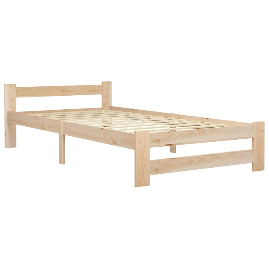Bedframe massief grenenhout 100x200 cm 100 x 200 cm Lichtbruin