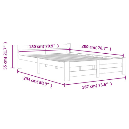 Bedframe massief grenenhout 180x200 cm 180 x 200 cm Lichtbruin