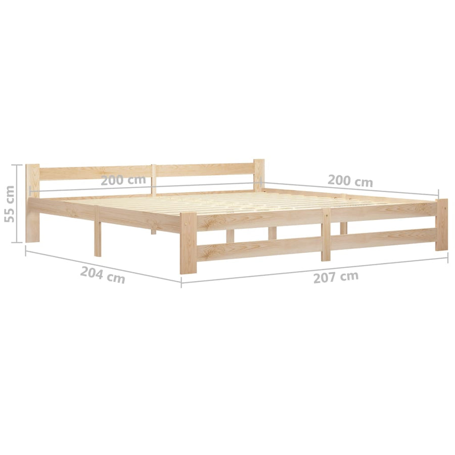 Bedframe massief grenenhout 200x200 cm 200 x 200 cm Lichtbruin