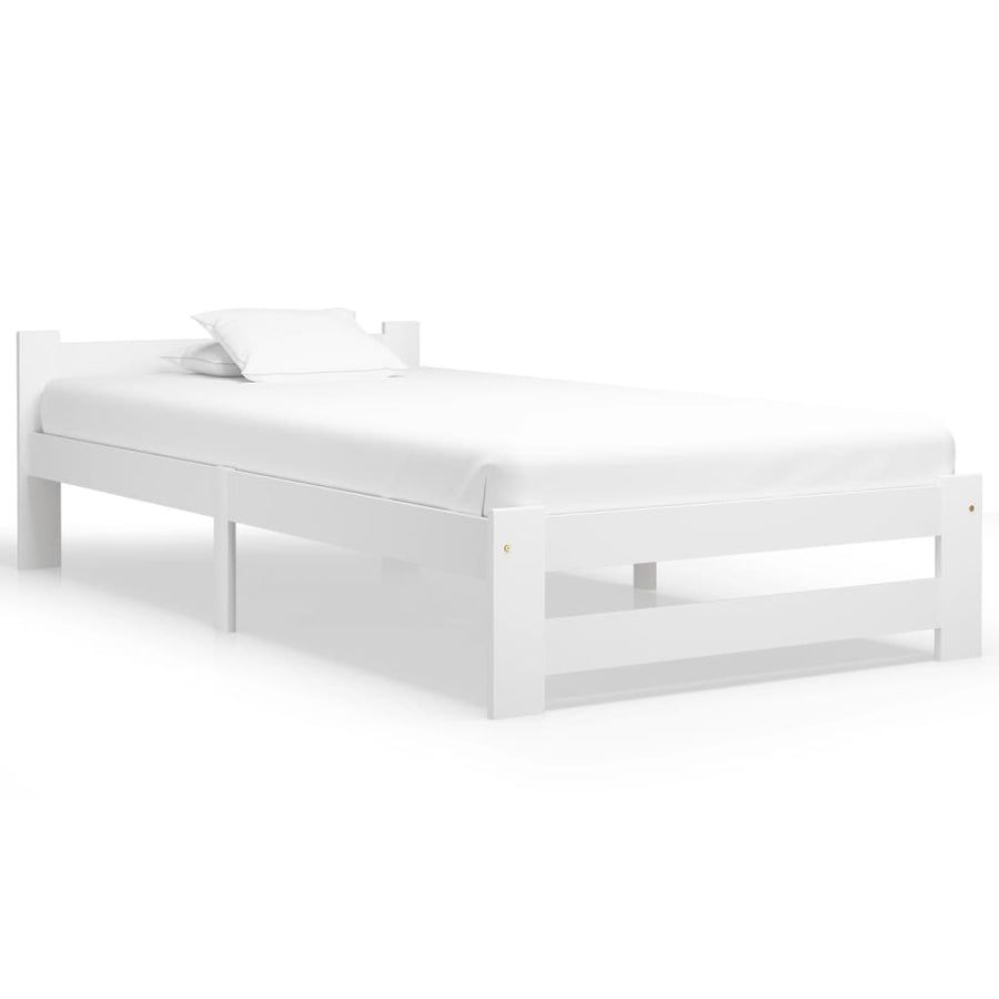 Bedframe massief grenenhout wit 90x200 cm 90 x 200 cm Wit
