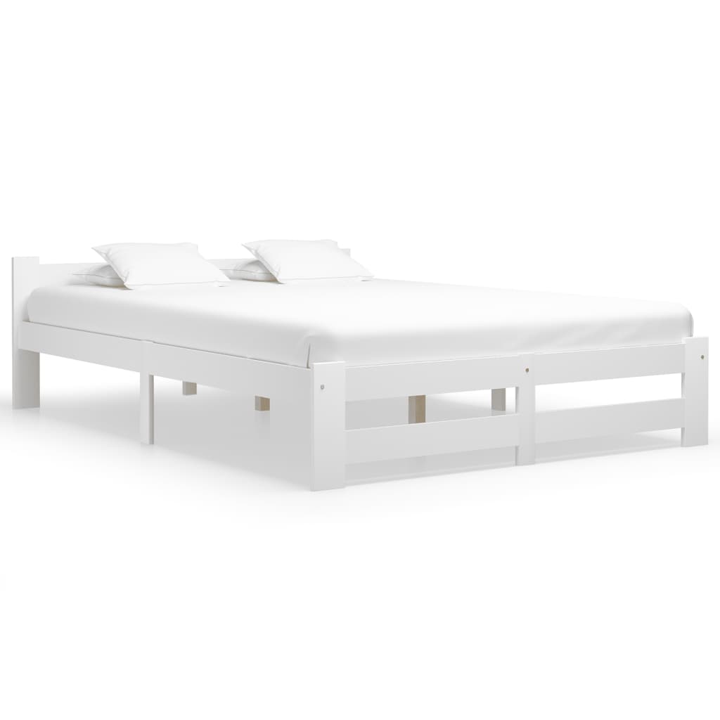 Bedframe massief grenenhout wit 120x200 cm 120 x 200 cm Wit