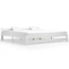 Bedframe massief grenenhout wit 200x200 cm