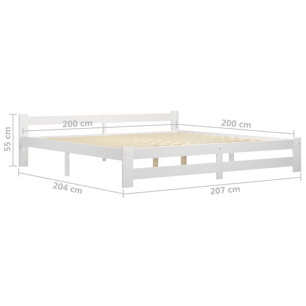 Bedframe massief grenenhout wit 200x200 cm 200 x 200 cm Wit