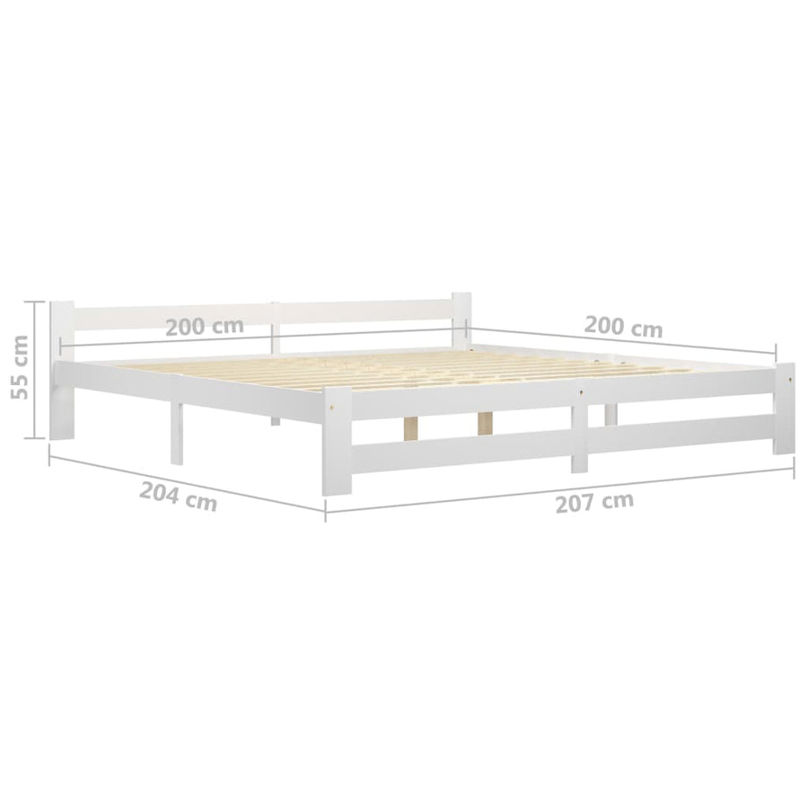 Bedframe massief grenenhout wit 200x200 cm 200 x 200 cm Wit