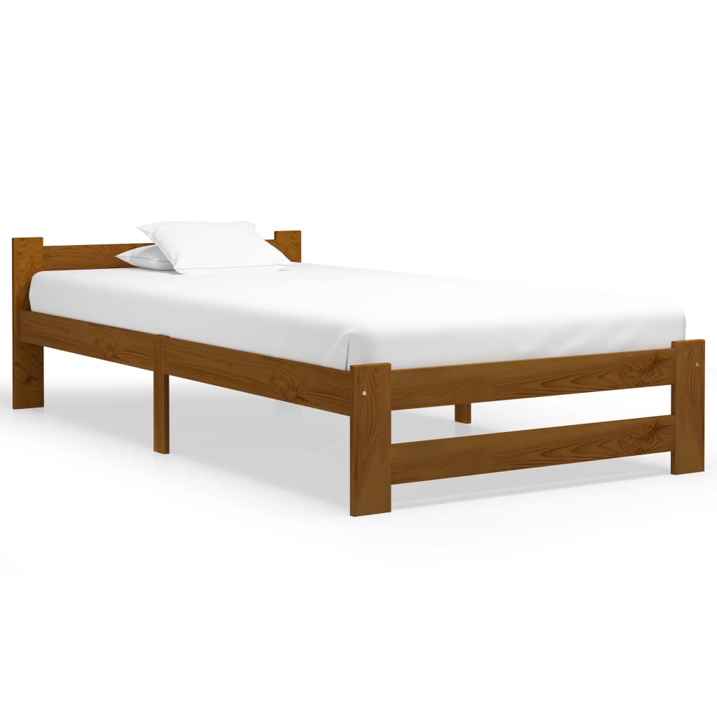 Bedframe massief grenenhout honingbruin 90x200 cm 90 x 200 cm Honingbruin