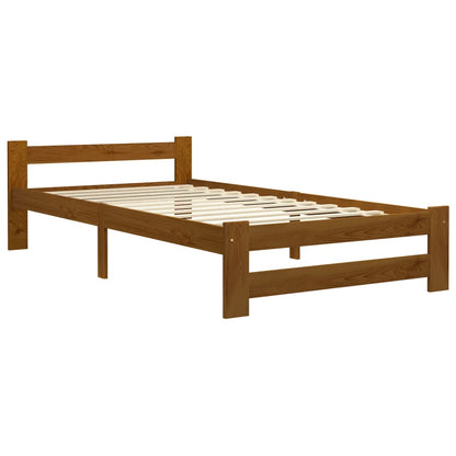 Bedframe massief grenenhout honingbruin 90x200 cm 90 x 200 cm Honingbruin