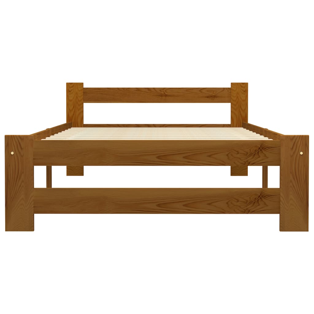 Bedframe massief grenenhout honingbruin 90x200 cm 90 x 200 cm Honingbruin