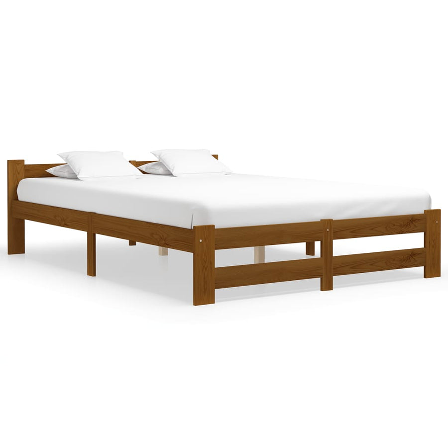Bedframe massief grenenhout honingbruin 140x200 cm 140 x 200 cm Honingbruin