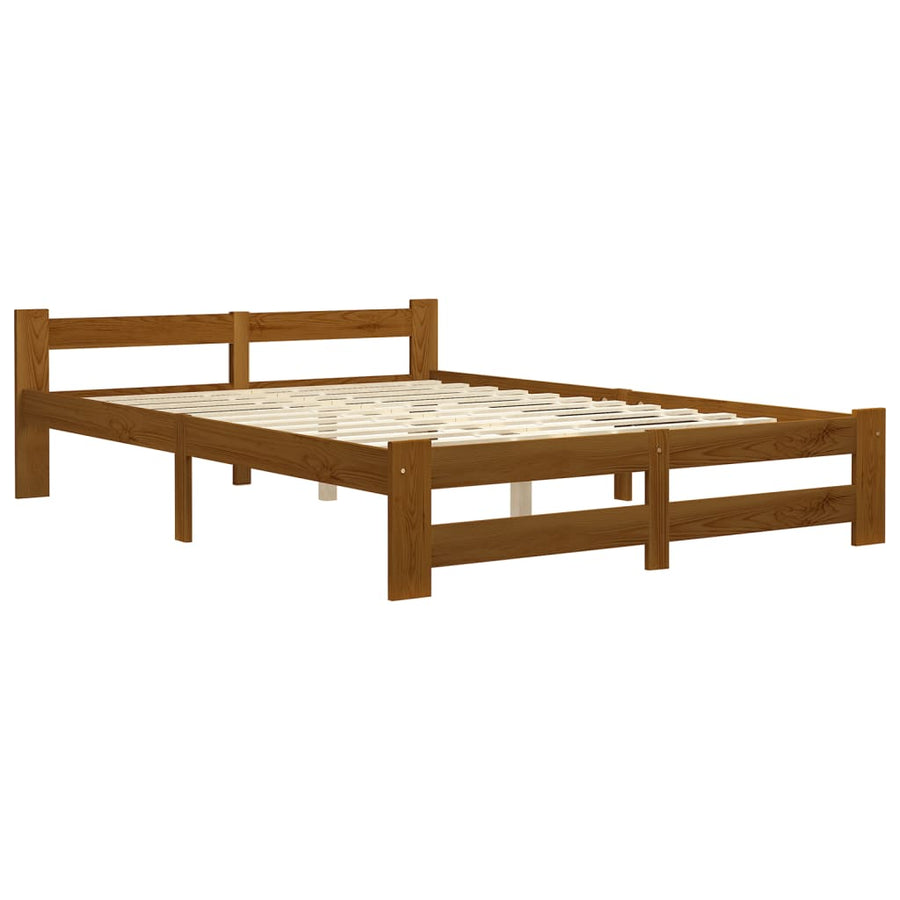Bedframe massief grenenhout honingbruin 140x200 cm 140 x 200 cm Honingbruin