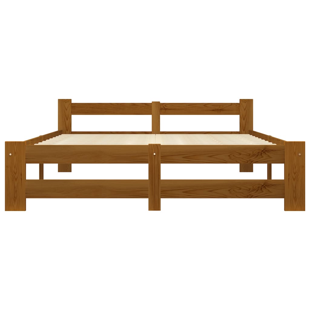 Bedframe massief grenenhout honingbruin 140x200 cm 140 x 200 cm Honingbruin