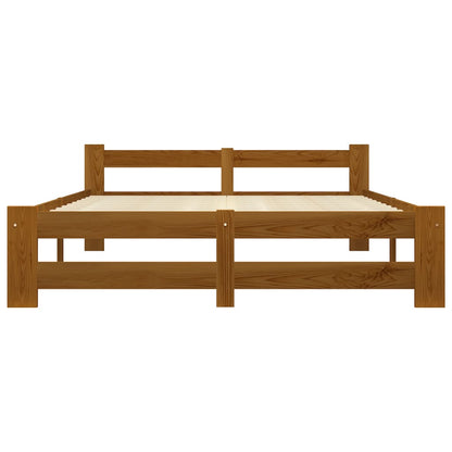 Bedframe massief grenenhout honingbruin 140x200 cm 140 x 200 cm Honingbruin