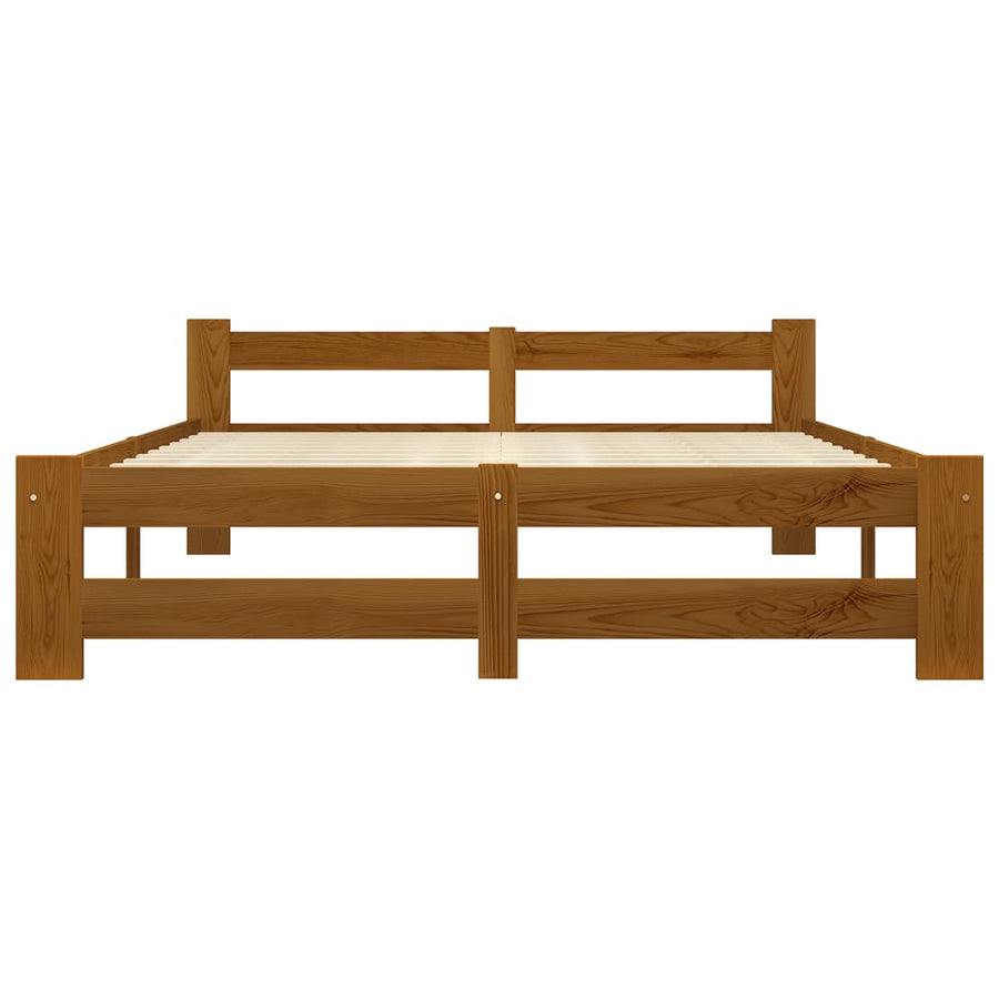 Bedframe massief grenenhout honingbruin 140x200 cm 140 x 200 cm Honingbruin