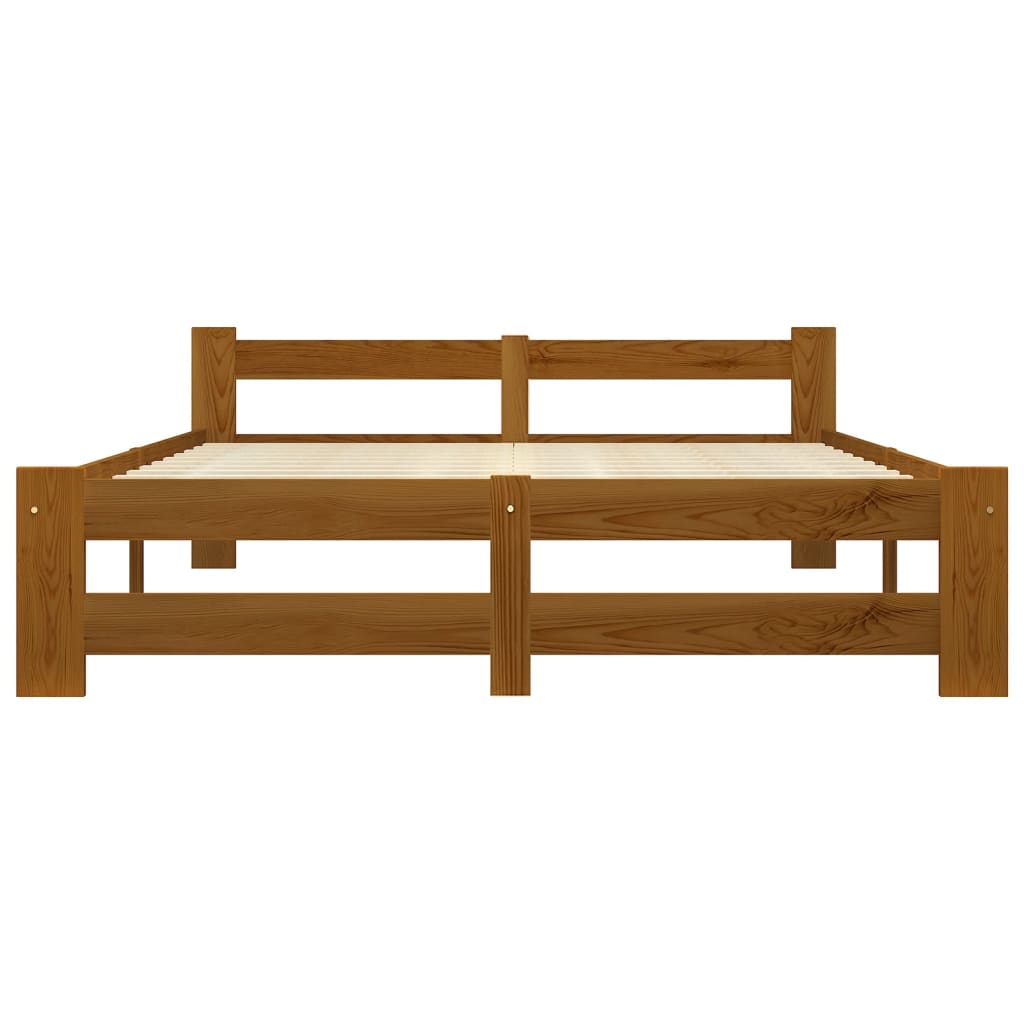 Bedframe massief grenenhout honingbruin 160x200 cm 160 x 200 cm Honingbruin