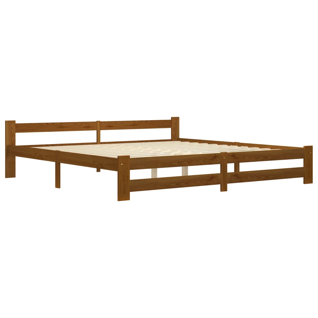 Bedframe massief grenenhout honingbruin 200x200 cm 200 x 200 cm Honingbruin