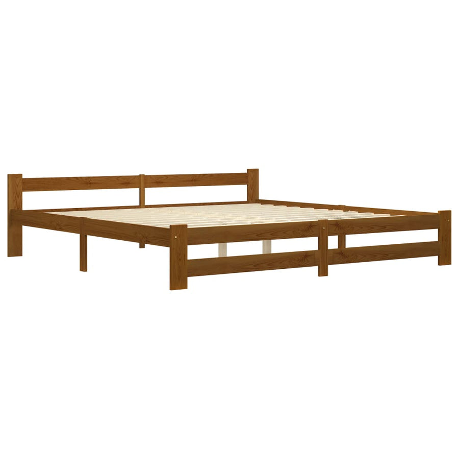 Bedframe massief grenenhout honingbruin 200x200 cm 200 x 200 cm Honingbruin