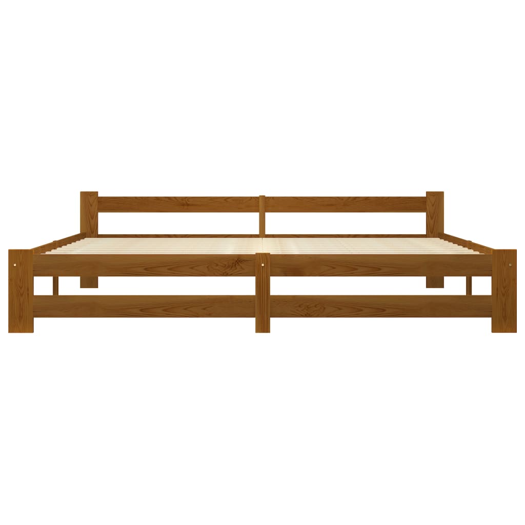 Bedframe massief grenenhout honingbruin 200x200 cm 200 x 200 cm Honingbruin