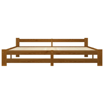 Bedframe massief grenenhout honingbruin 200x200 cm 200 x 200 cm Honingbruin