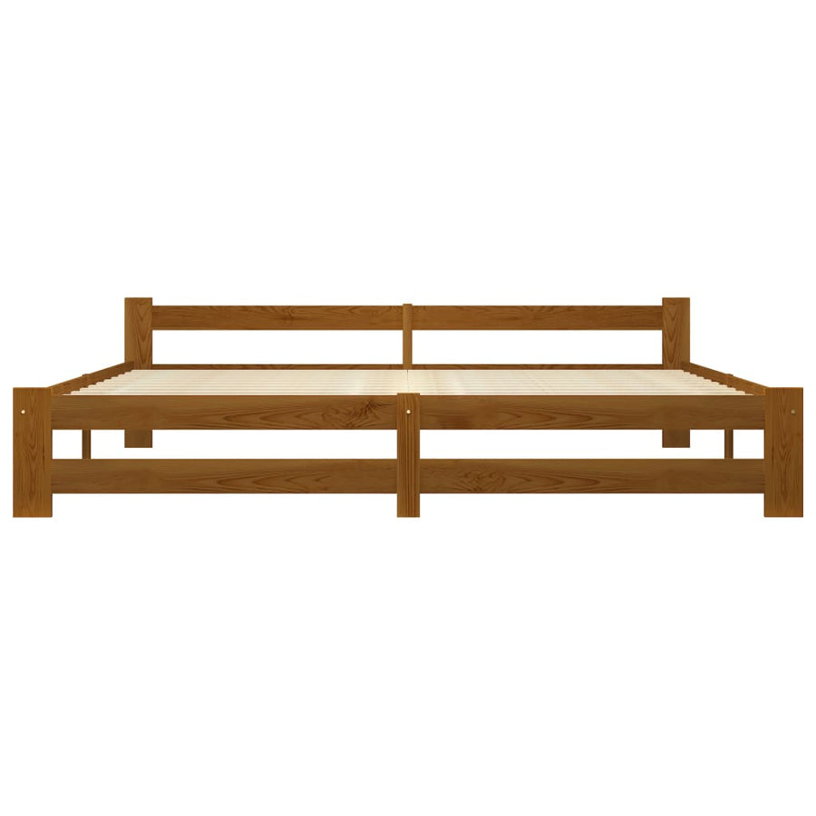 Bedframe massief grenenhout honingbruin 200x200 cm 200 x 200 cm Honingbruin