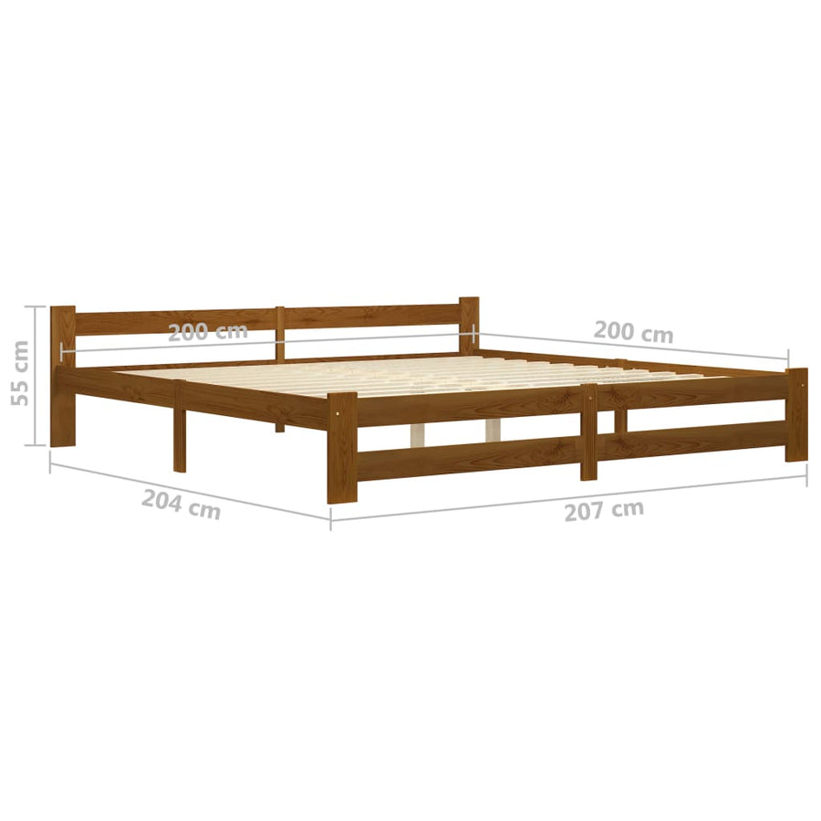 Bedframe massief grenenhout honingbruin 200x200 cm 200 x 200 cm Honingbruin