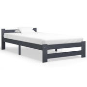 Bedframe massief grenenhout donkergrijs 100x200 cm