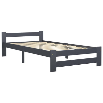 Bedframe massief grenenhout donkergrijs 100x200 cm 100 x 200 cm Donkergrijs