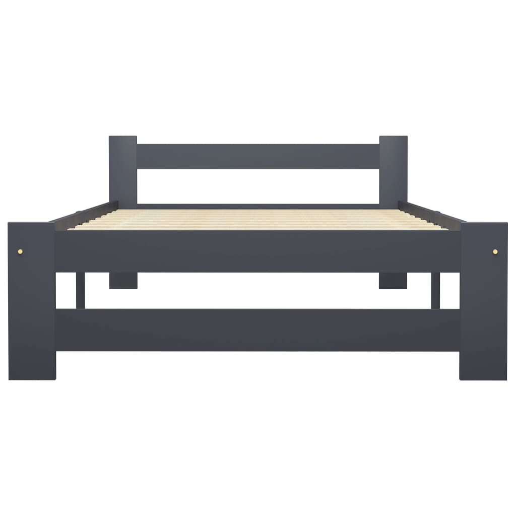 Bedframe massief grenenhout donkergrijs 100x200 cm 100 x 200 cm Donkergrijs