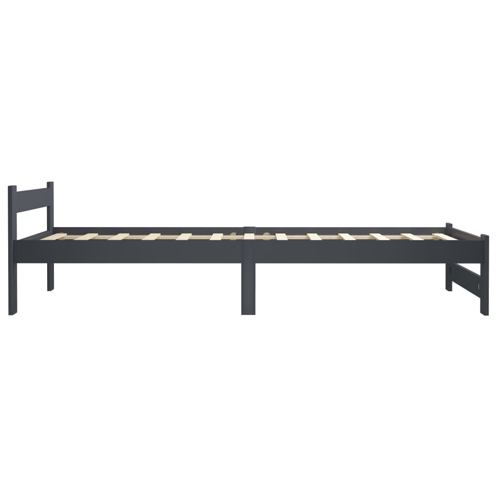 Bedframe massief grenenhout donkergrijs 100x200 cm 100 x 200 cm Donkergrijs