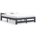 Solid pine wood bed frame dark grey 140x200 cm