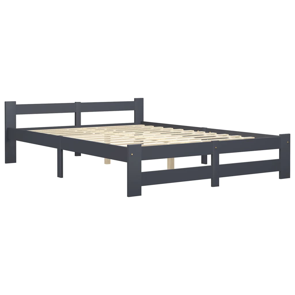 Bedframe massief grenenhout donkergrijs 140x200 cm 140 x 200 cm Donkergrijs