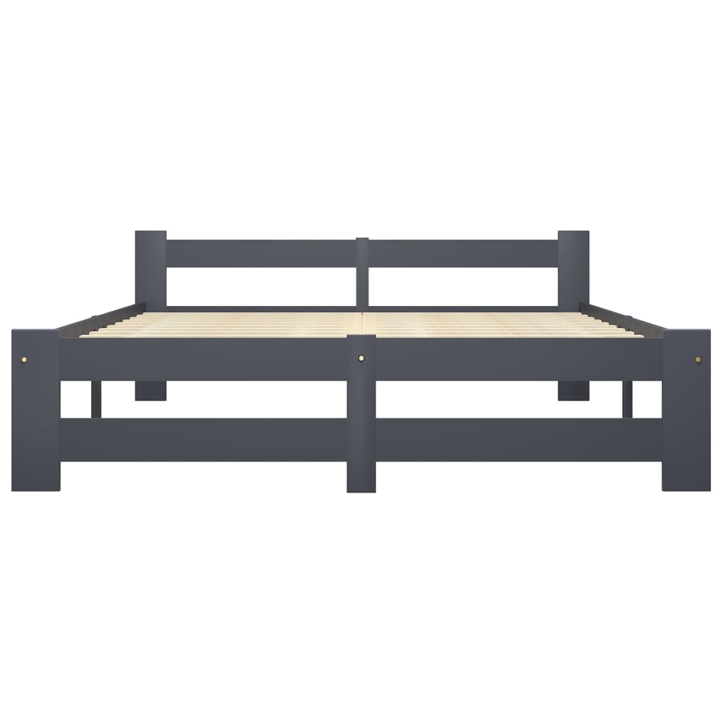 Bedframe massief grenenhout donkergrijs 140x200 cm 140 x 200 cm Donkergrijs