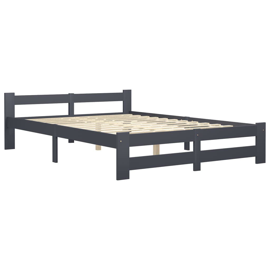 Bedframe massief grenenhout donkergrijs 160x200 cm 160 x 200 cm Donkergrijs