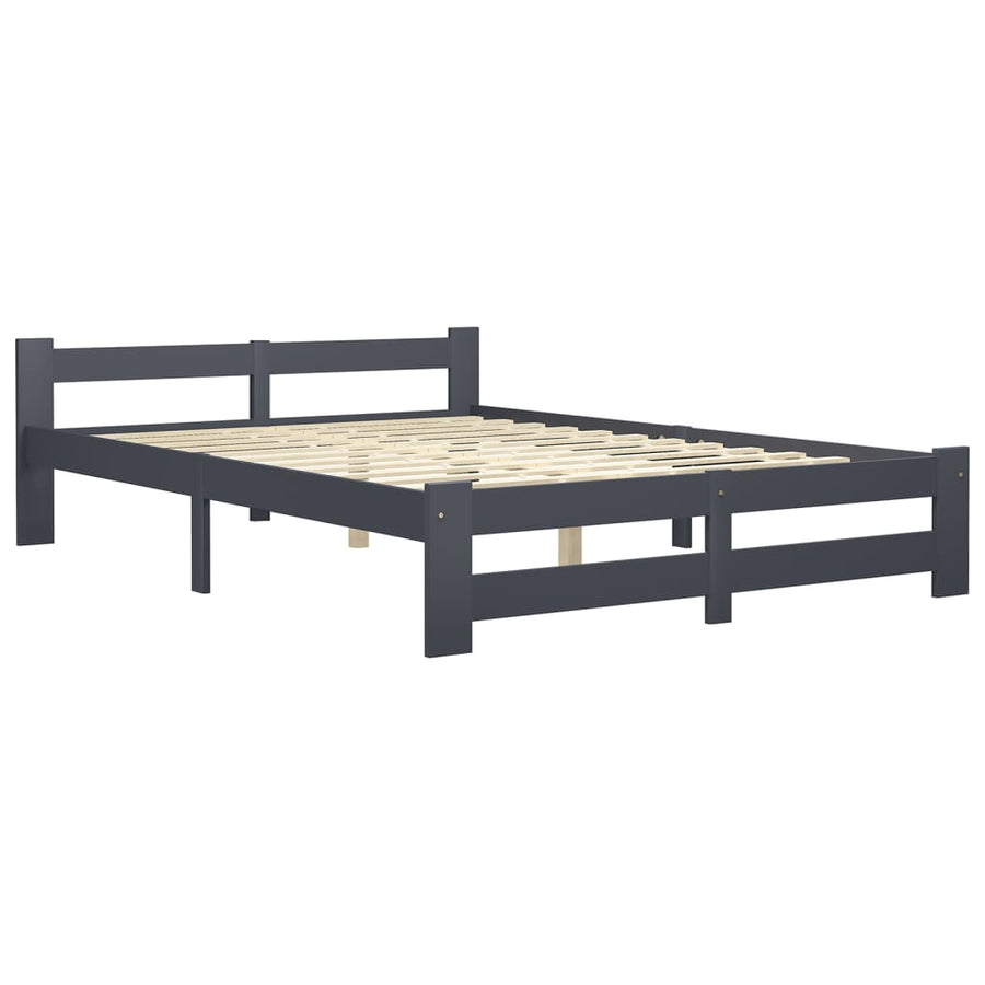 Bedframe massief grenenhout donkergrijs 160x200 cm 160 x 200 cm Donkergrijs