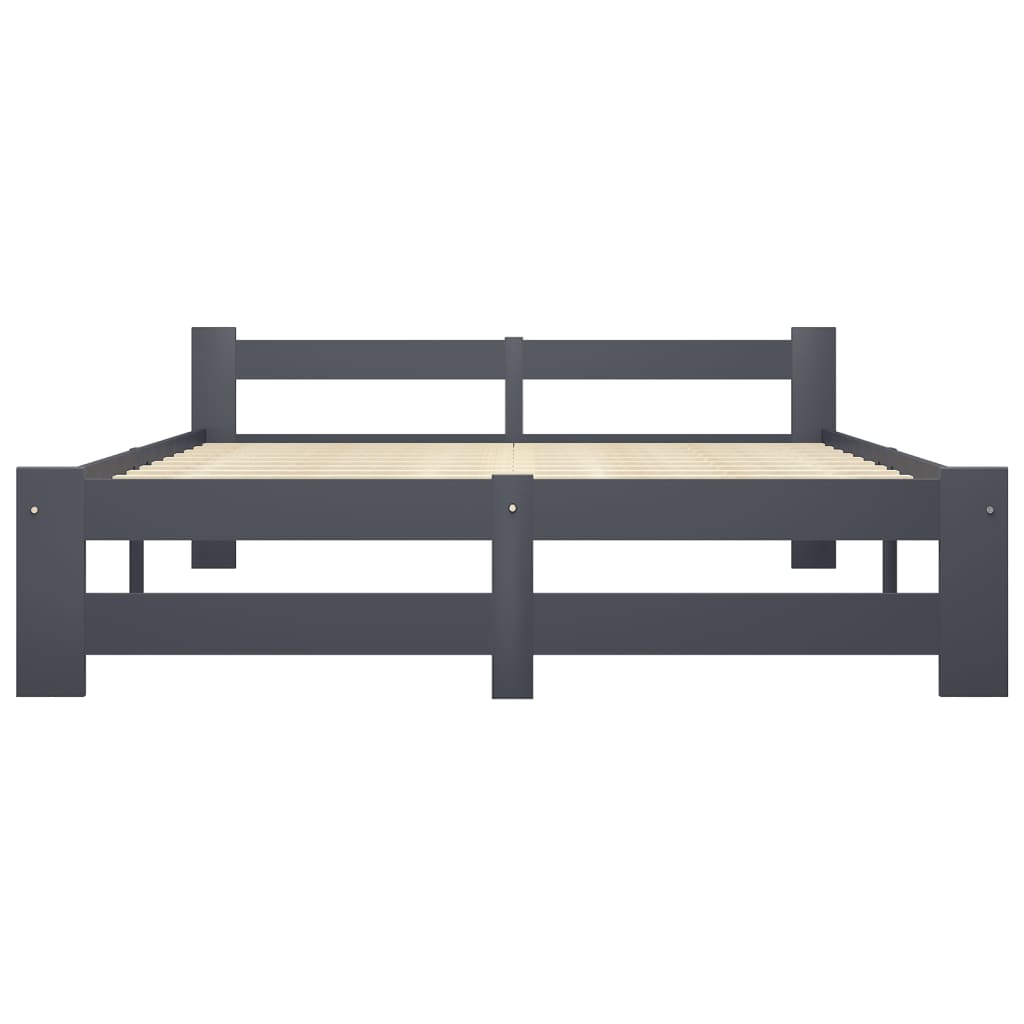 Bedframe massief grenenhout donkergrijs 160x200 cm 160 x 200 cm Donkergrijs