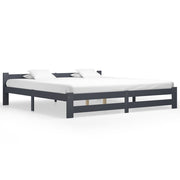 Solid pine wood bed frame dark gray 200x200 cm
