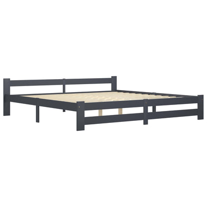 Bedframe massief grenenhout donkergrijs 200x200 cm 200 x 200 cm Donkergrijs