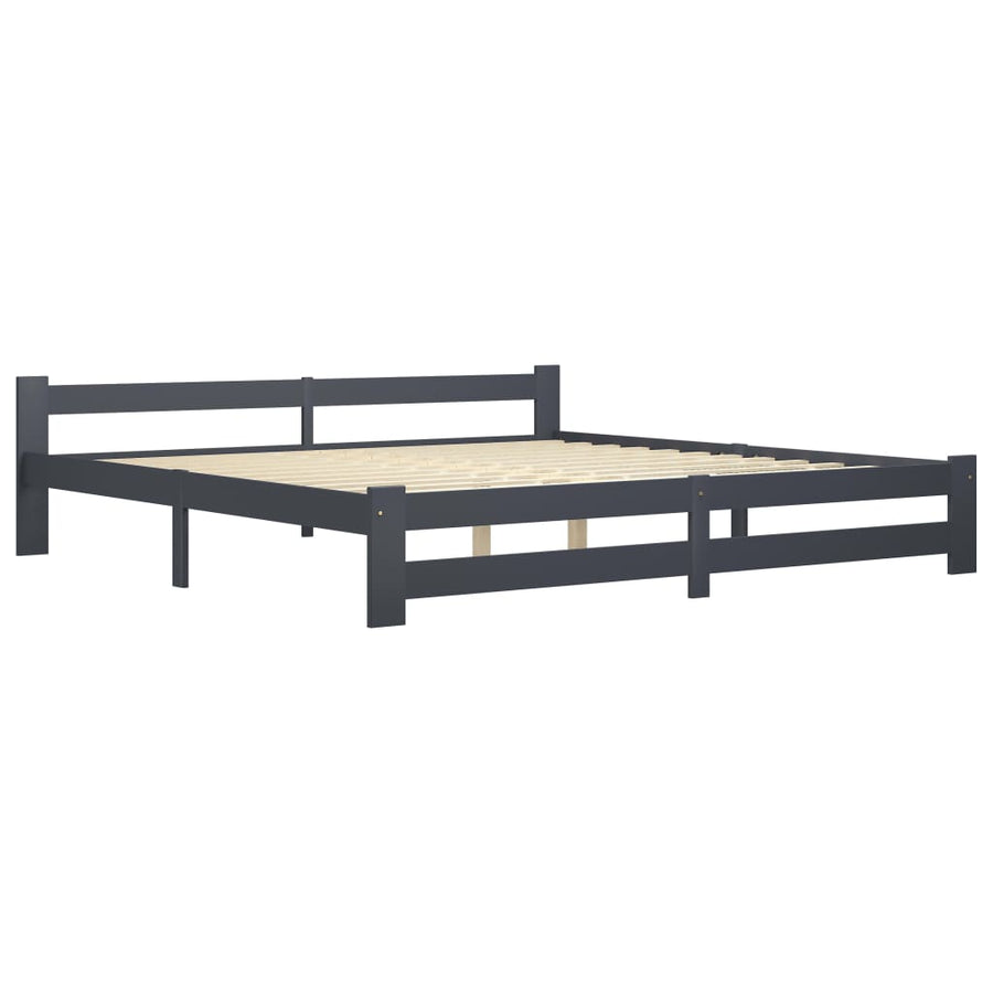 Bedframe massief grenenhout donkergrijs 200x200 cm 200 x 200 cm Donkergrijs