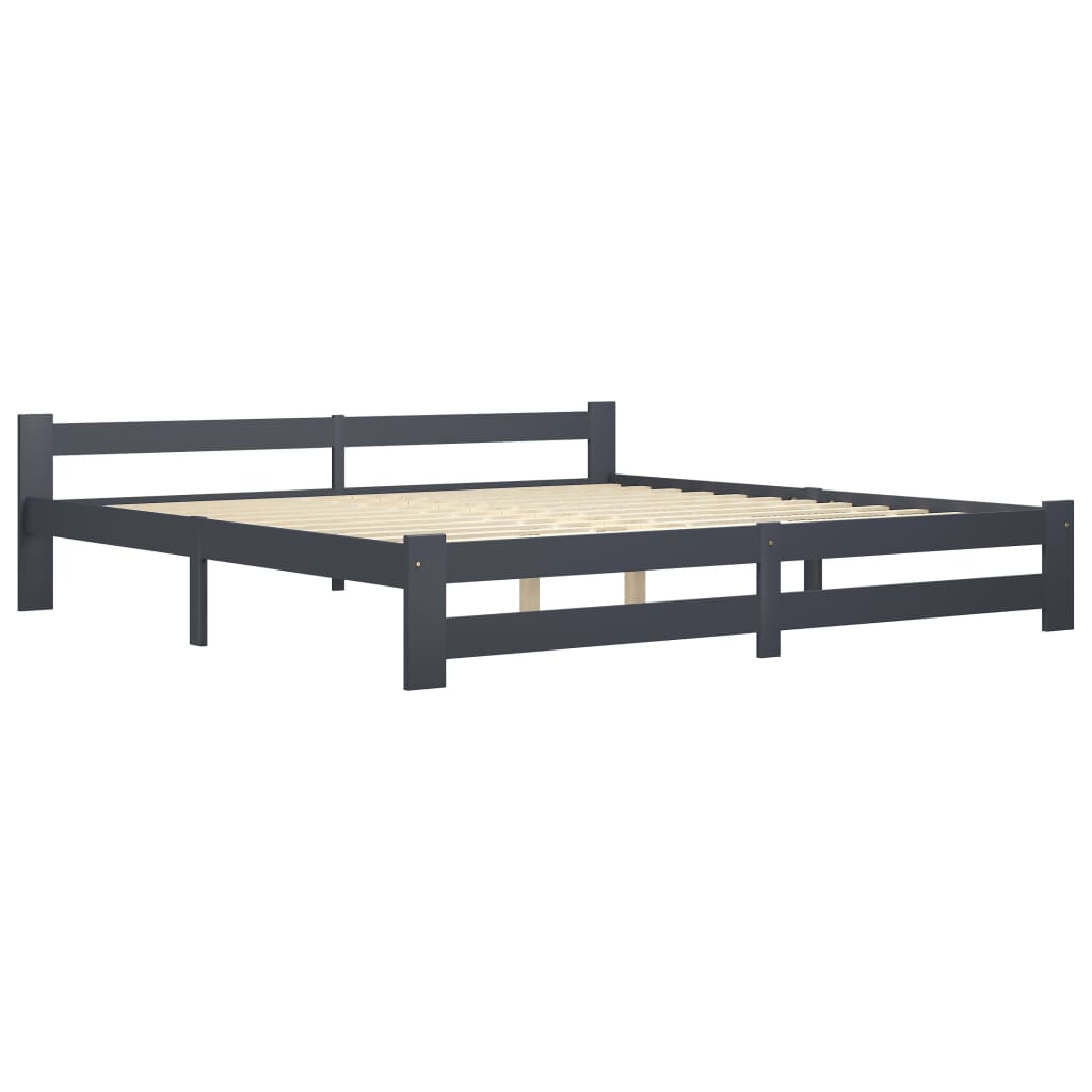 Bedframe massief grenenhout donkergrijs 200x200 cm 200 x 200 cm Donkergrijs