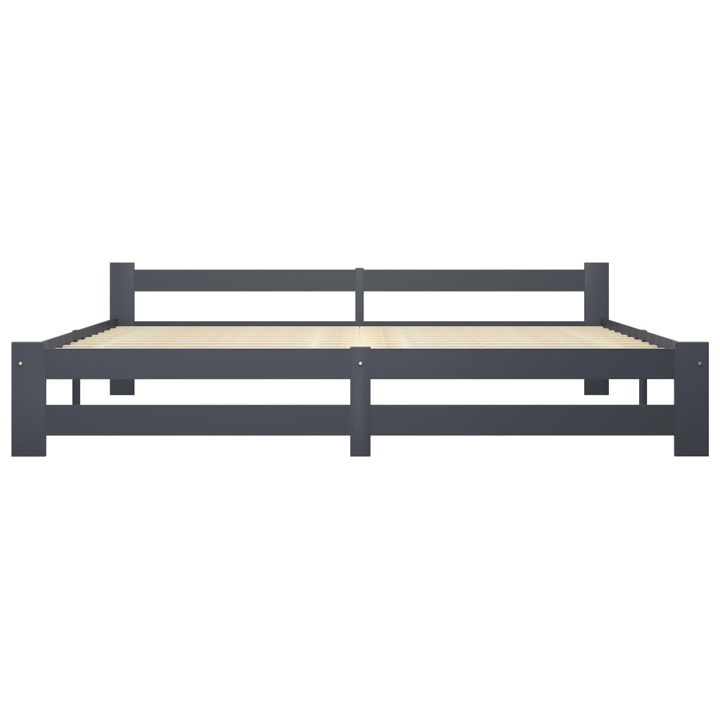 Bedframe massief grenenhout donkergrijs 200x200 cm 200 x 200 cm Donkergrijs