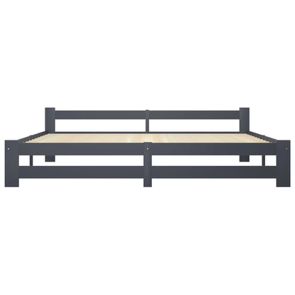 Bedframe massief grenenhout donkergrijs 200x200 cm 200 x 200 cm Donkergrijs