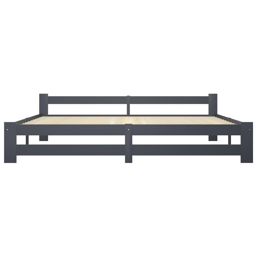Bedframe massief grenenhout donkergrijs 200x200 cm 200 x 200 cm Donkergrijs