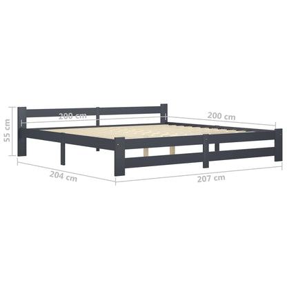 Bedframe massief grenenhout donkergrijs 200x200 cm 200 x 200 cm Donkergrijs