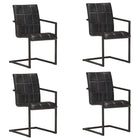 Dining chairs 4 pcs genuine leather black