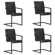 Eetkamerstoelen 4 st echt leer zwart 4 Zwart Patroon 4