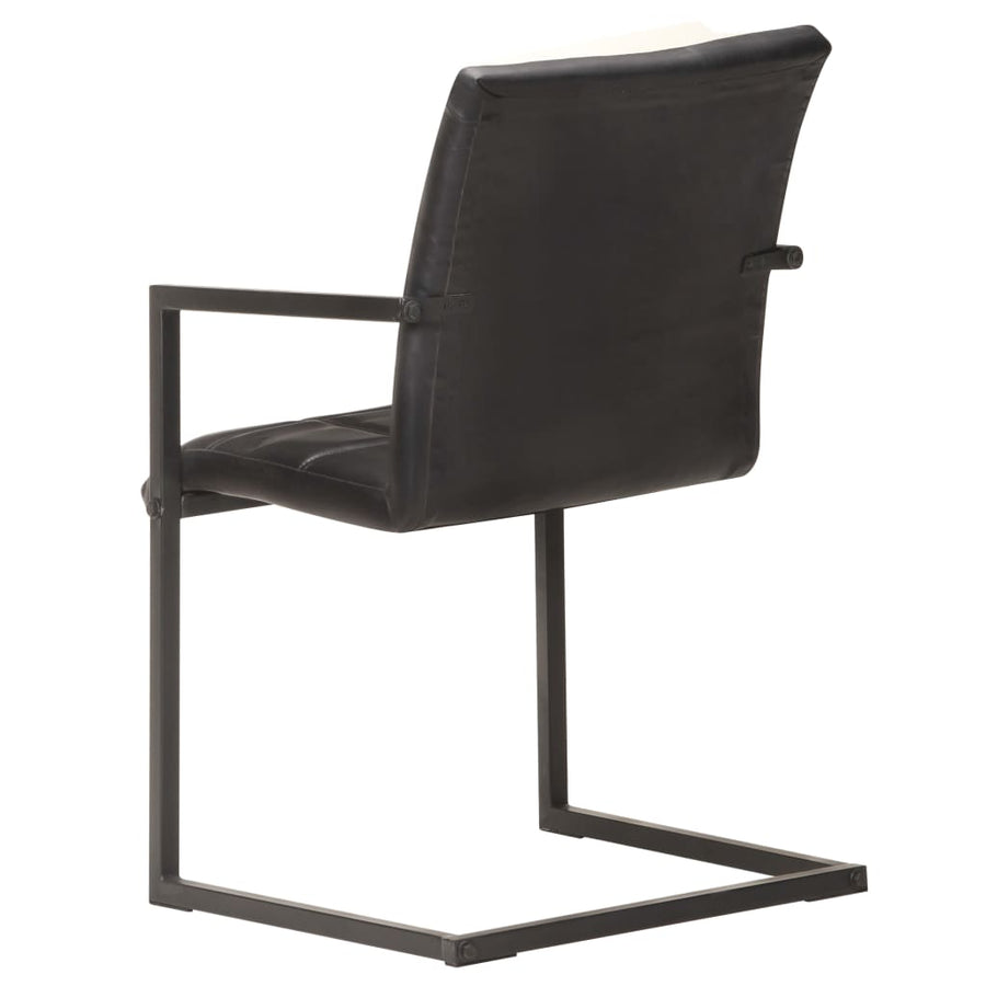 Eetkamerstoelen 4 st echt leer zwart 4 Zwart Patroon 4