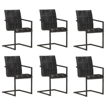 Eetkamerstoelen Echt Leer 6 Zwart Patroon 4