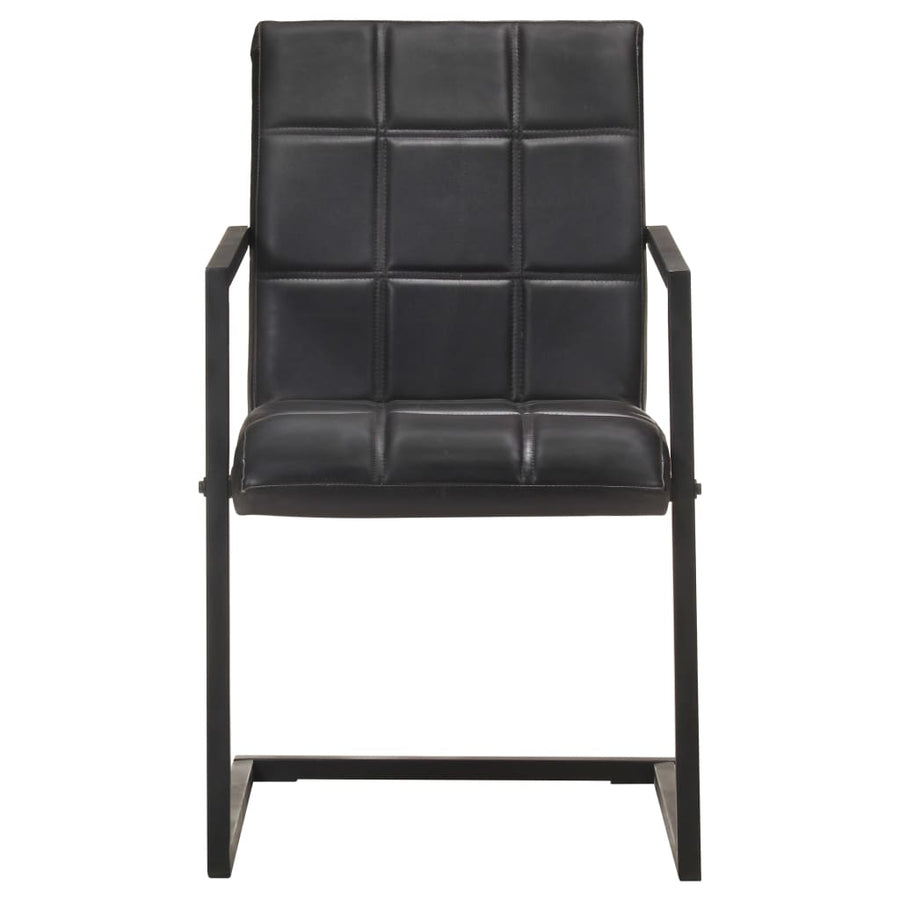 Eetkamerstoelen Echt Leer 6 Zwart Patroon 4